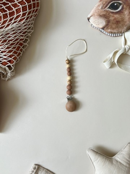 Держатель для пустышки из натурального дерева - какао