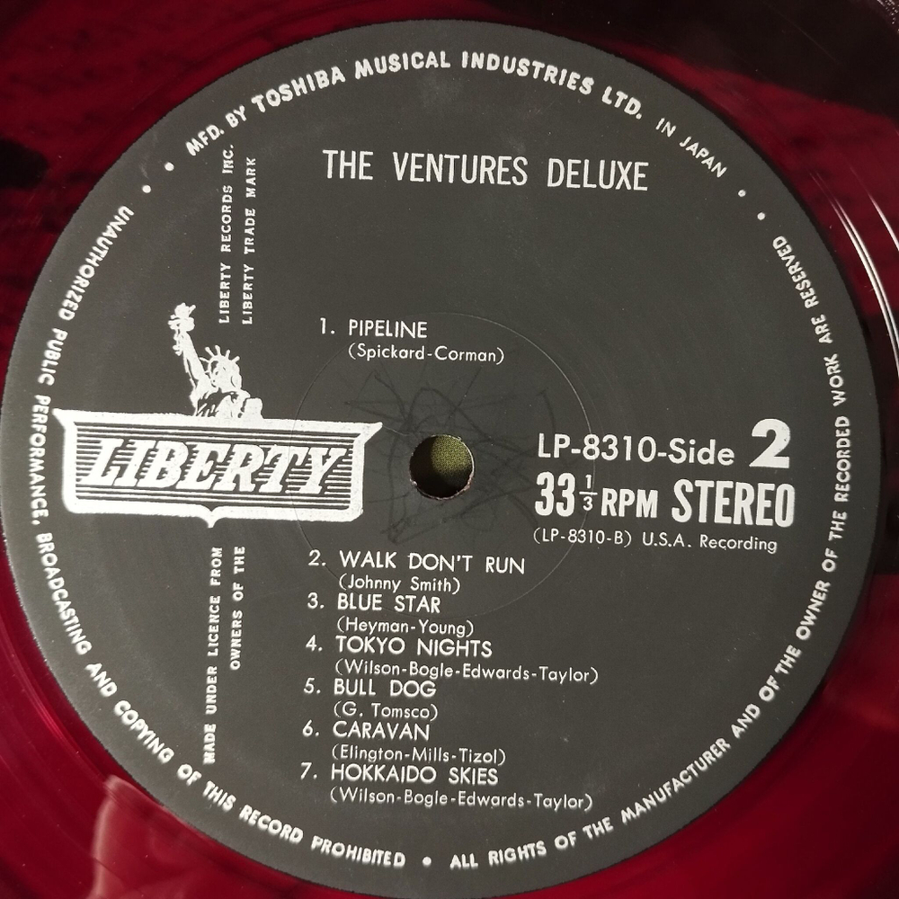 Винтажная виниловая пластинка LP The Ventures Deluxe (Japan 1968) (No Obi) (Red Wax Vinyl)