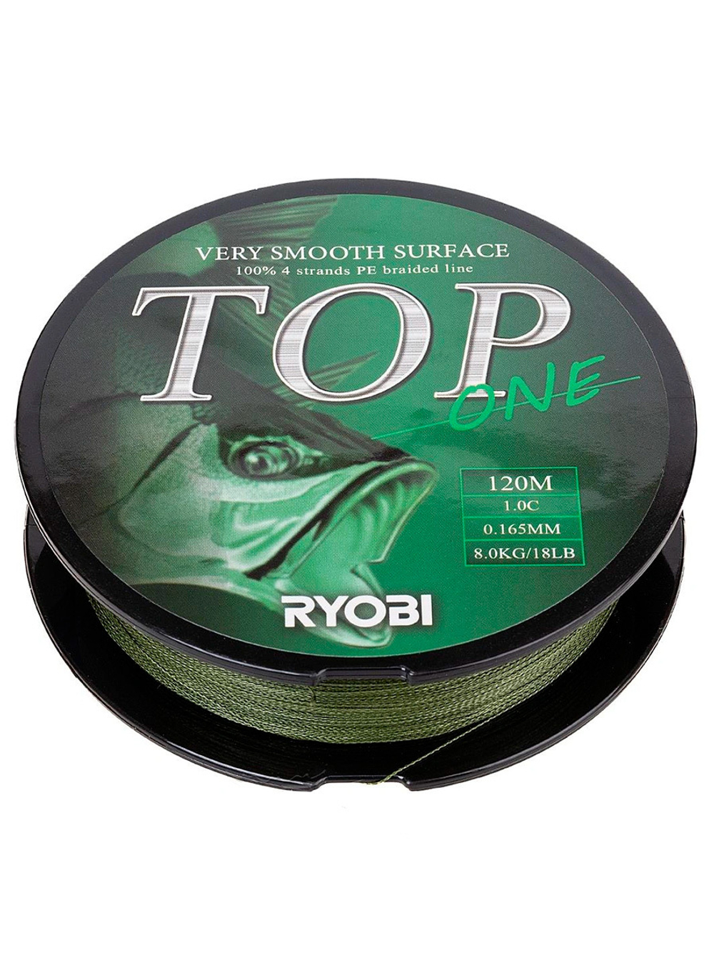 Шнур плетеный для рыбалки Ryobi TOP PE4X-120M Dark green 0.6/d-0.128mm