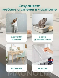 Самоклеящаяся пленка для мебели и стен защитная, прозрачная, универсальная, плотная для фартука кухни / 300х60 см