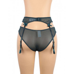 Пояс для чулок с ремешками и трусики Flower&bow, зеленые, M-L