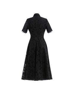 Кружевное платье с короткими рукавами черное 08-01-25 SS