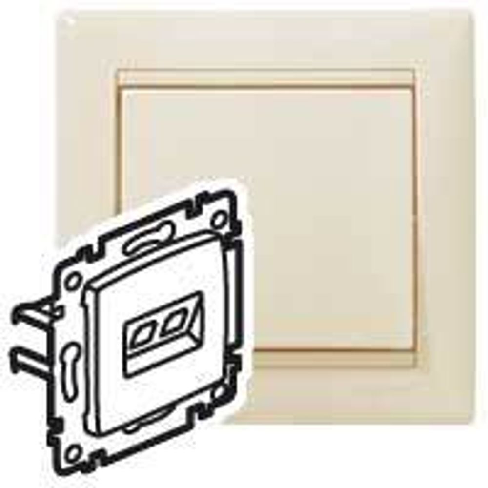 Розетка компьютерная RJ45 категория 5e UTP с захватами - слоновая кость Valena Classic LEGRAND