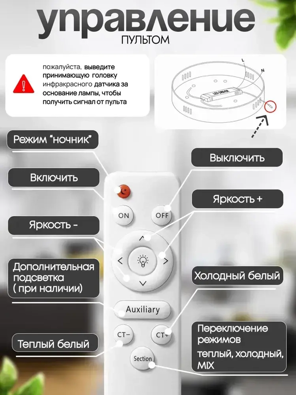 Люстра потолочная светодиодная с пультом 1718/3, люстра на кухню 126Вт