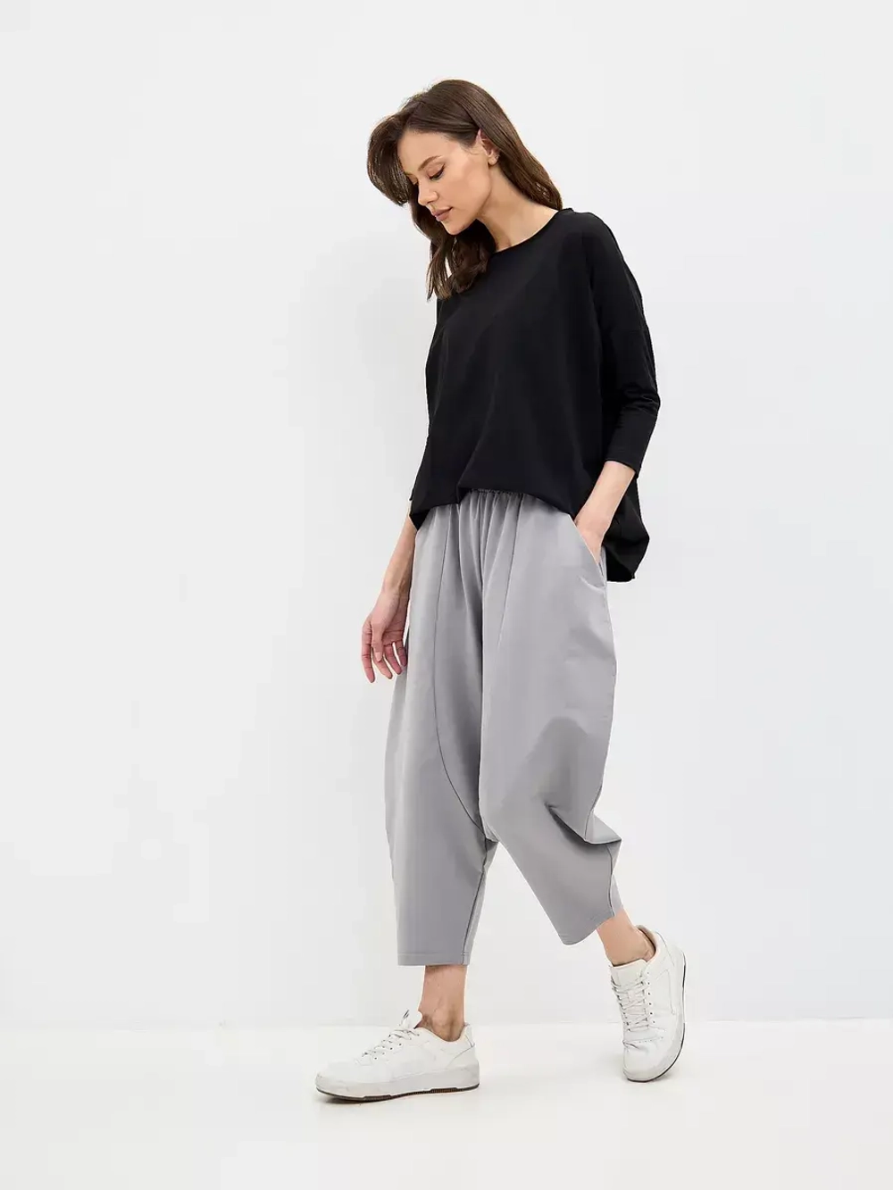 Штаны бананы оверсайз широкие серый