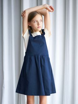 Школьный сарафан с крылышками темно-синего цвета