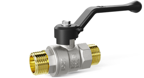 Кран шаровой латунный никелированный для газа наружная/наружная резьба рычаг, LD Pride