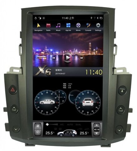 Магнитола для Lexus LX570 2007-2015 - Carmedia ZF-1819-Q6 вертикальный экран в стиле "Тесла" на Android 11, 8Гб+128Гб, CarPlay, 4G SIM-слот