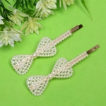 Зажимы для волос 2шт «KRASA - Akss», бантик, цвет белый, 8*2,5см