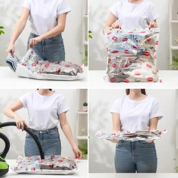 Вакуумный пакет для хранения вещей «Помада», 50×60 см, с рисунком
