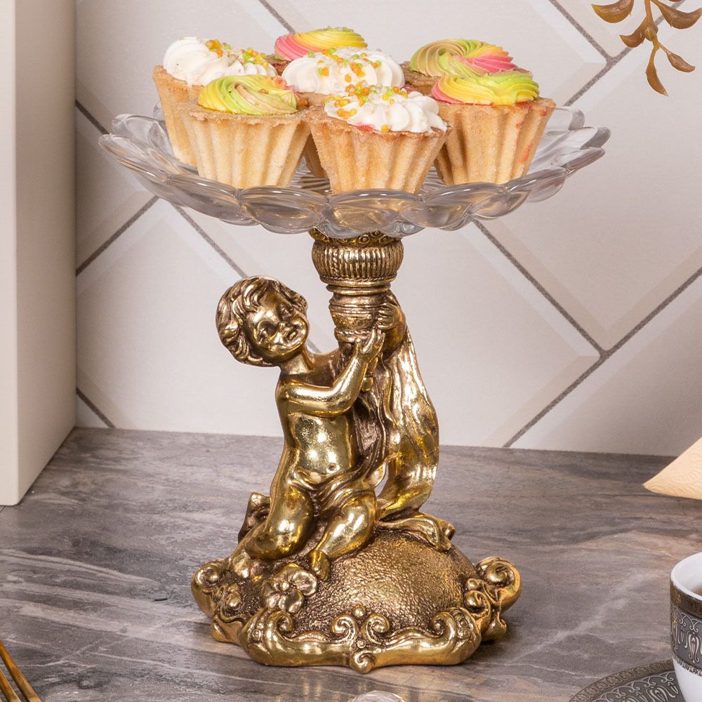 Фруктовница Эдем Бронза с чашей из стекла