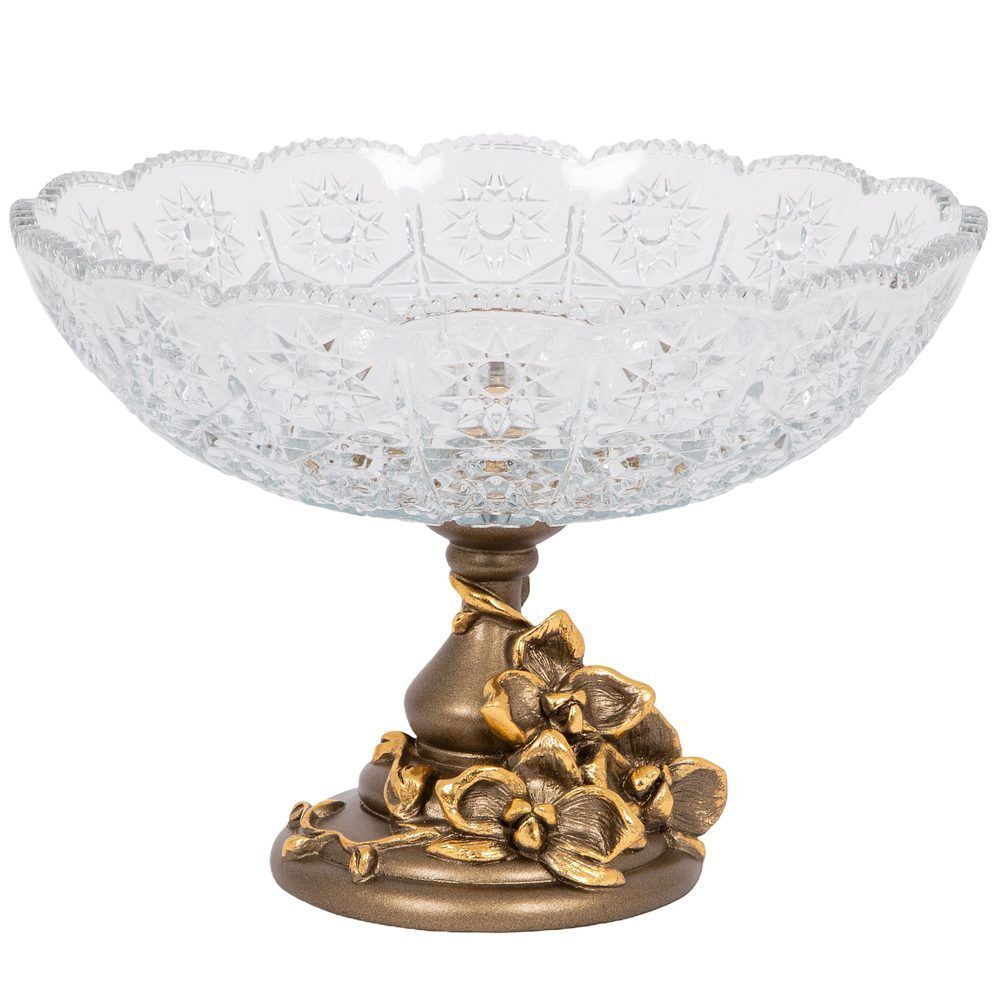 Фруктовница-конфетница Орхидея Лелия со стеклянной чашей 7373 Бронза