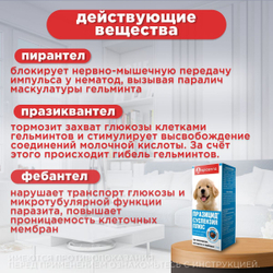 Суспензия для щенков средних и крупных пород собак от гельминтов и лямблий Празицид Плюс APICENNA, 9мл. Фебантел/Пирантел/ Празиквантел