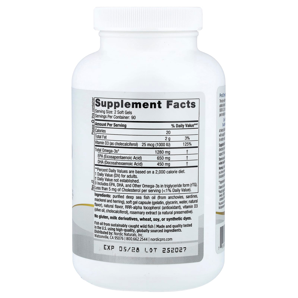 Nordic Naturals, ProOmega®-D, лимон, 180 капсул