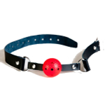 Красный пластиковый кляп-шар 4см на чёрных кожаных ремешках ToyFa Theatre 708012