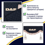 Ламбрекен с косынками двусторонние DAF (экокожа, черный, коричневые кисточки)