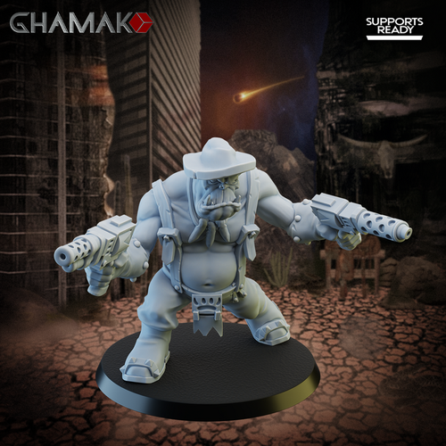 Orks Greenskins Boyz Западный орк №4 с двумя пистолетами миниатюра для dnd, днд, pathfinder, фентези, Настольная игра, НРИ, Варгейм, РПГ