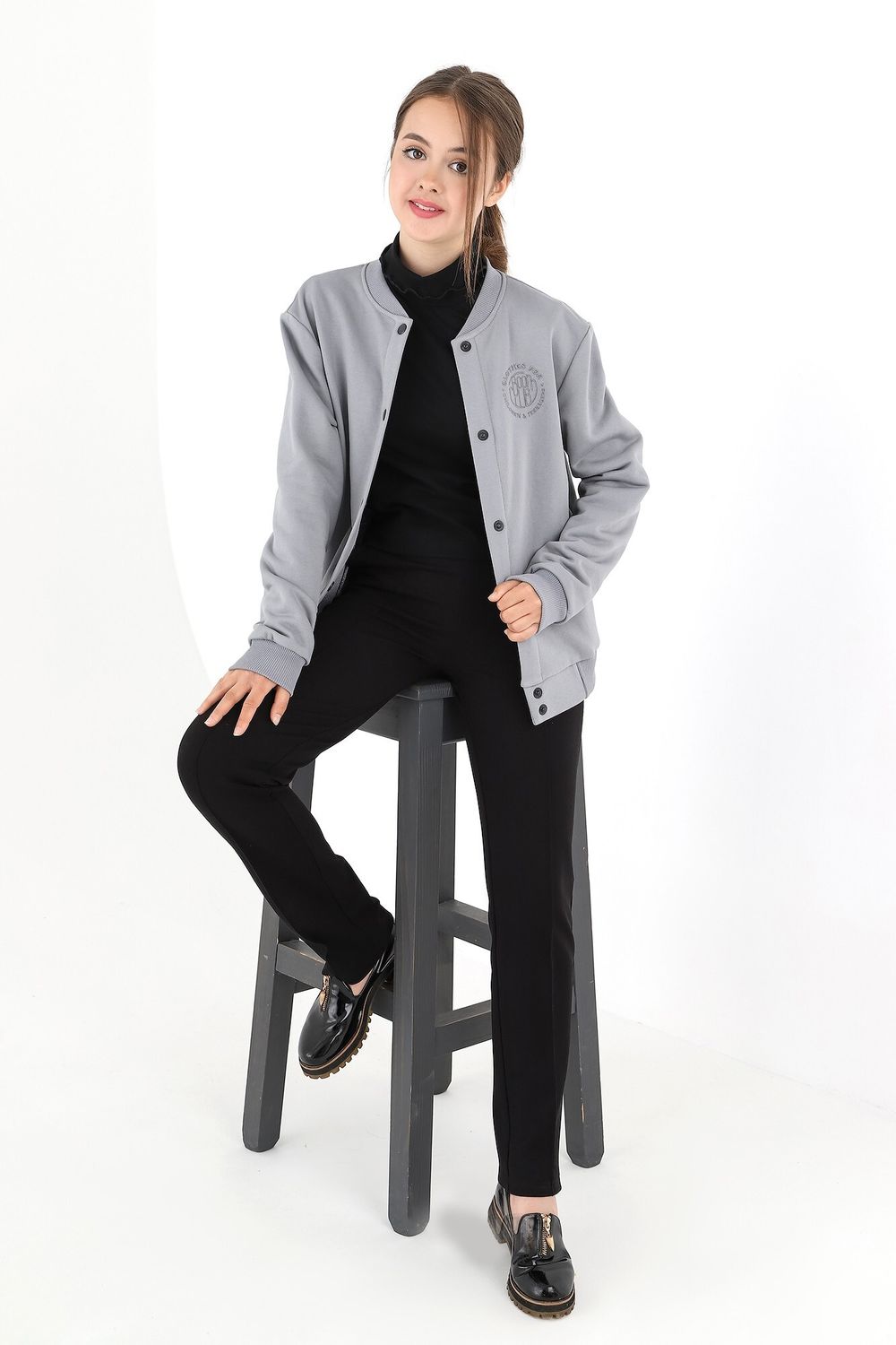 Джемпер для девочки Бомбер-1 Виотекс СЕРЫЙ