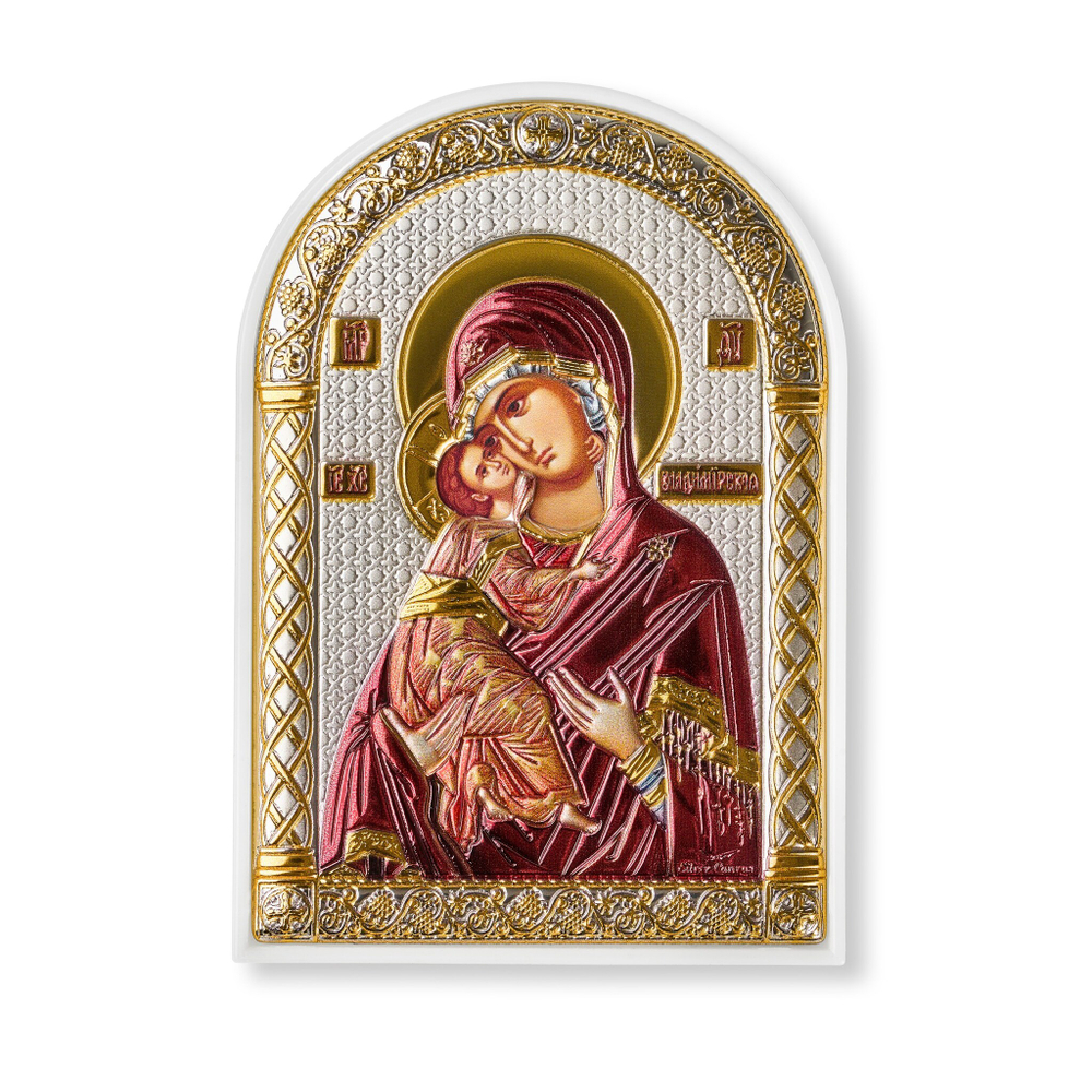 Владимирская БМ, икона арочная, пластик белый, эмаль 80х115