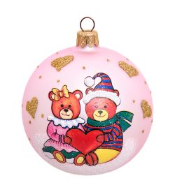 Элита НФШ-1046/1 Ел. украшение Шар «Влюбленные медвежата» розовый 85мм