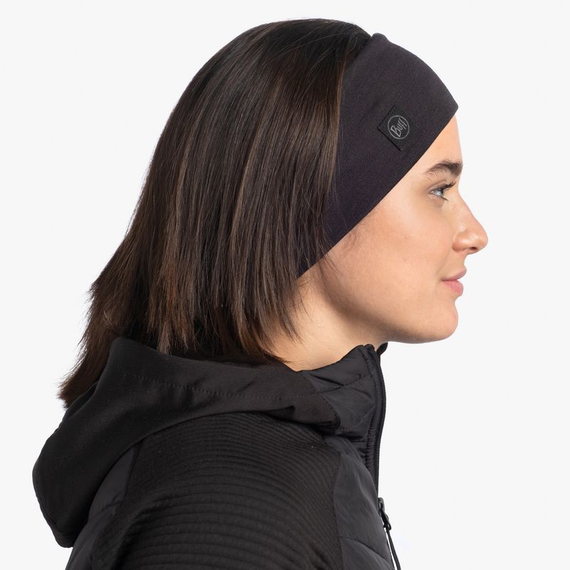 Шерстяная повязка на голову Buff Headband Midweight Wool Solid Black Фото 5