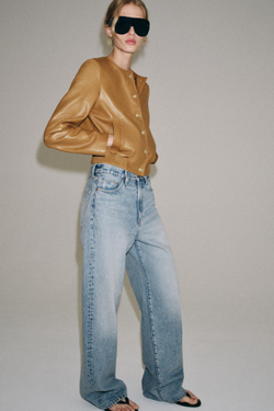 ZARA БОМБЕР ИЗ 100% КОЖИ — ZW COLLECTION, КАРАМЕЛЬНЫЙ