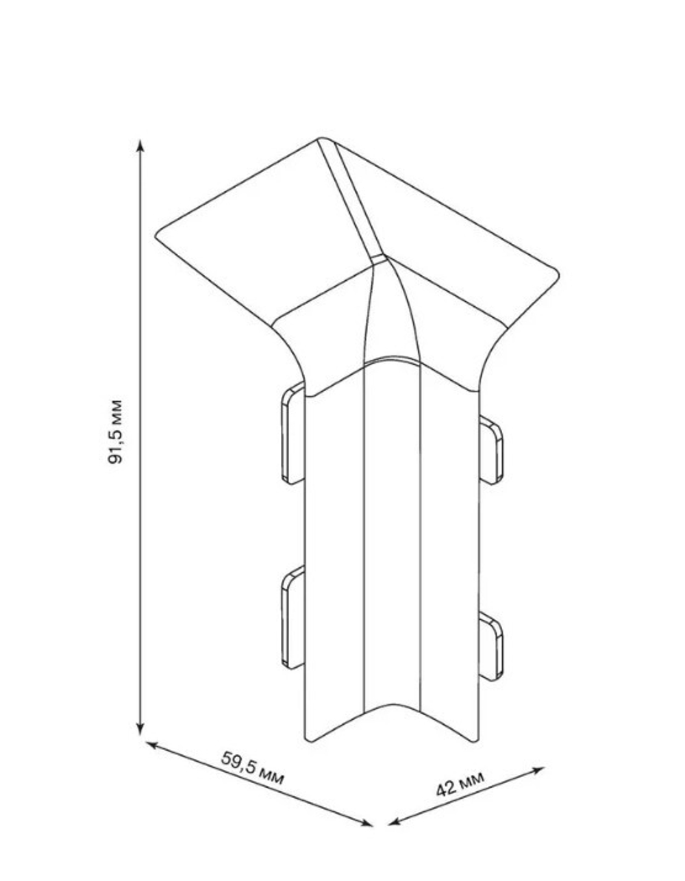 Угол внутренний левый для плинтуса ПВХ Smartprofile Aqua белый 37х20 мм