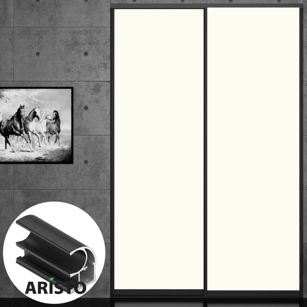 Дверь-купе ARISTO С, ЛДСП LAMARTY, профиль черный велюр (17 цветов)