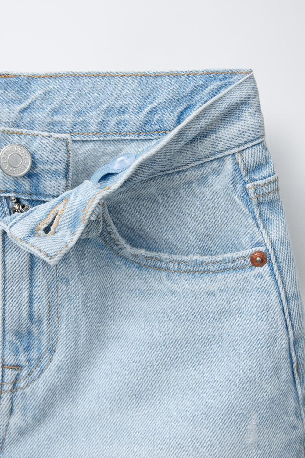 ZARA ДЖИНСОВАЯ ЮБКА С НЕОБРАБОТАННОЙ КРОМКОЙ, ГОЛУБОЙ