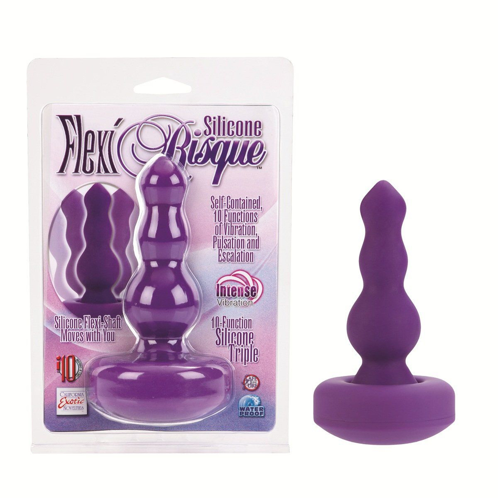 Фиолетовый трехуровневый анальный плаг с 10 функциями - 13 см. (Цвет: фиолетовый)