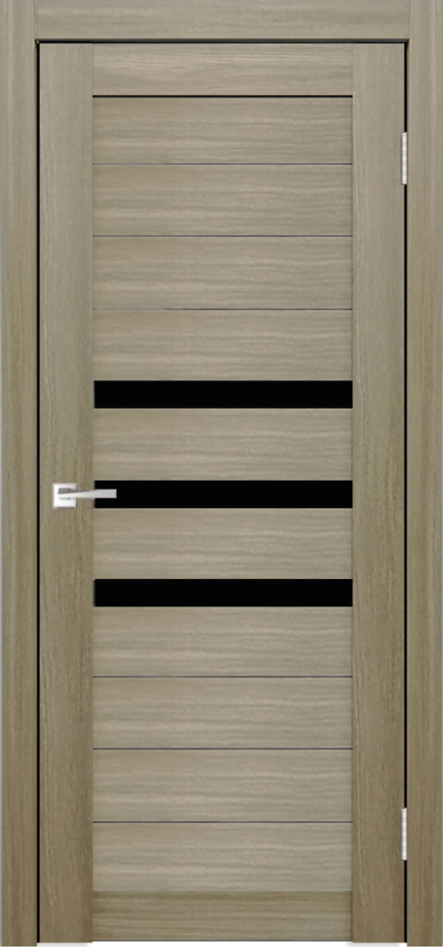 Межкомнатная дверь Велюкс 2 Ясень сноу / Цвет Тон Неаполь / Остекление "Лакобель черное" / Двери Верда