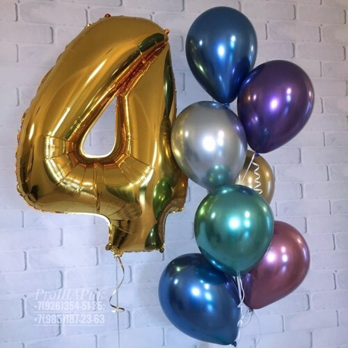 Сет из шаров Хром с Цифрой