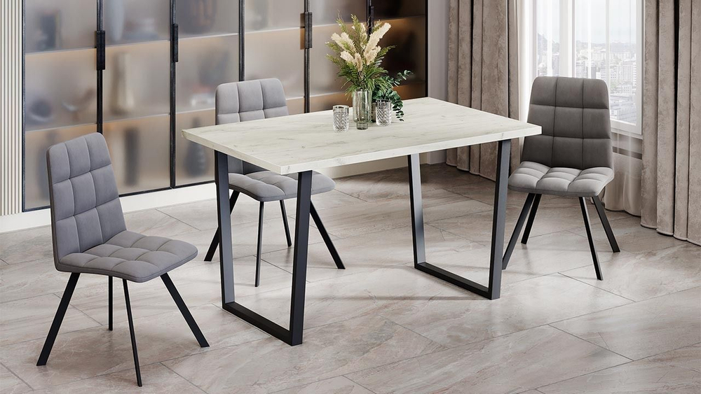 Стол кухонный обеденный Даллас, 130х80х75 см, дуб крафт белый