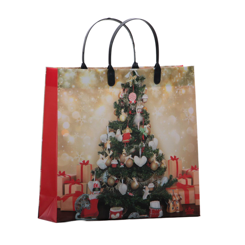 Пакет с вырубной ручкой НГ СОФПЛАСТ 30*30см 140мк Елка в золоте (40шт/кор)