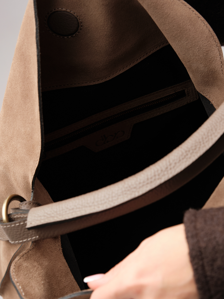 Замшевая сумка Andrea DBR 31374 серо-коричневый