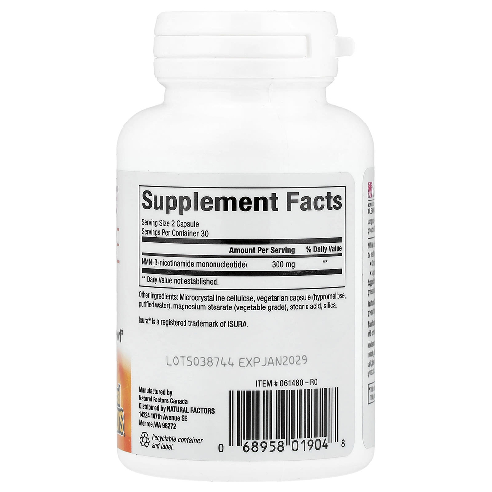 Natural Factors, RegenerLife®, NMN Surge, 60 вегетарианских капсул (150 мг на капсулу)