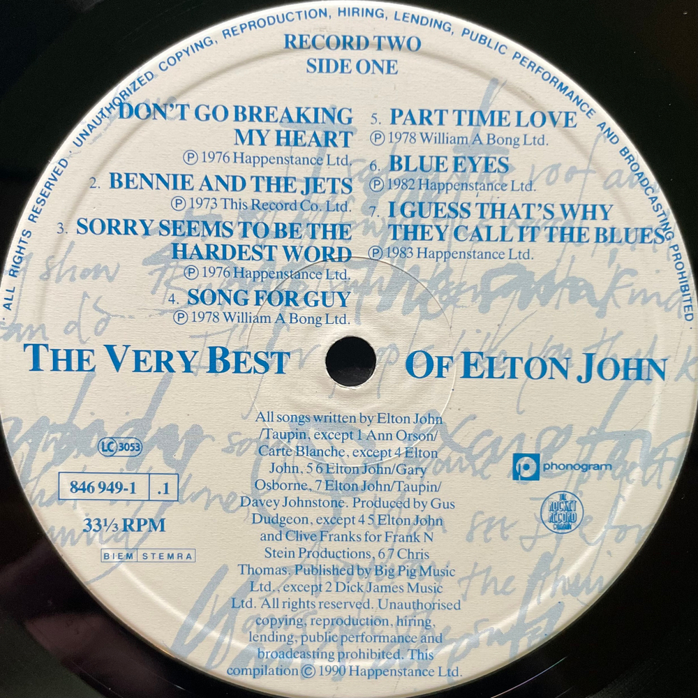 Elton John - The Very Best Of Elton John 2LP (Европа 1990г.)
