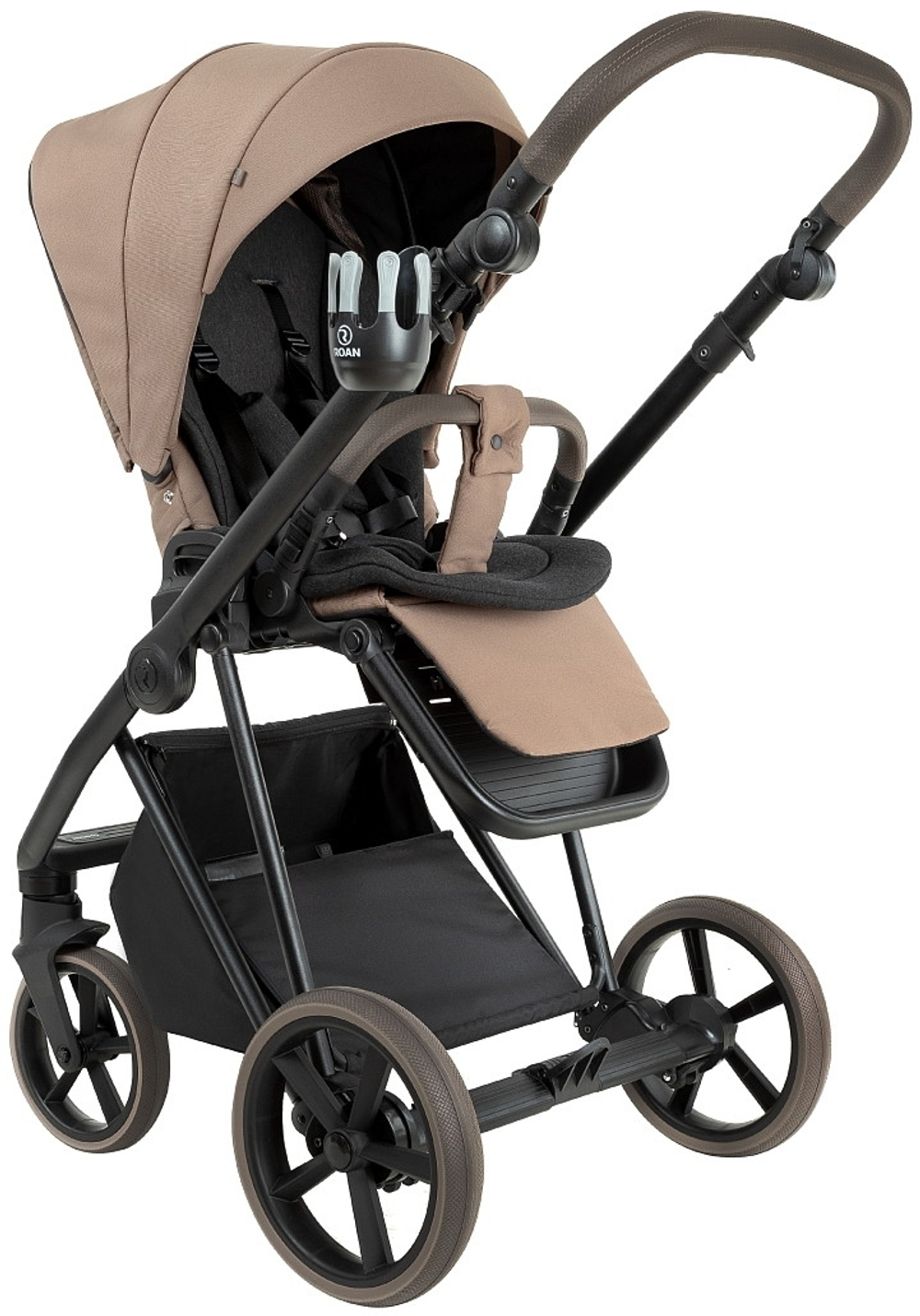 Детская коляска Roan Sol 2.0 3 в 1 с автокреслом Tutis Elo Lux EduSky Black SLL/32/T Mocha Mousse/Black/руч.Cappuccino