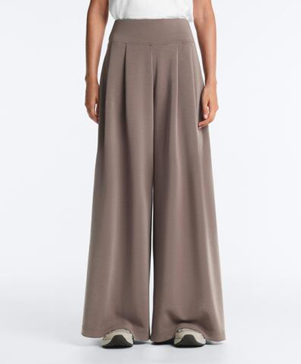 OYSHO Брюки с широкими штанинами и корсетным поясом, серо-коричневый