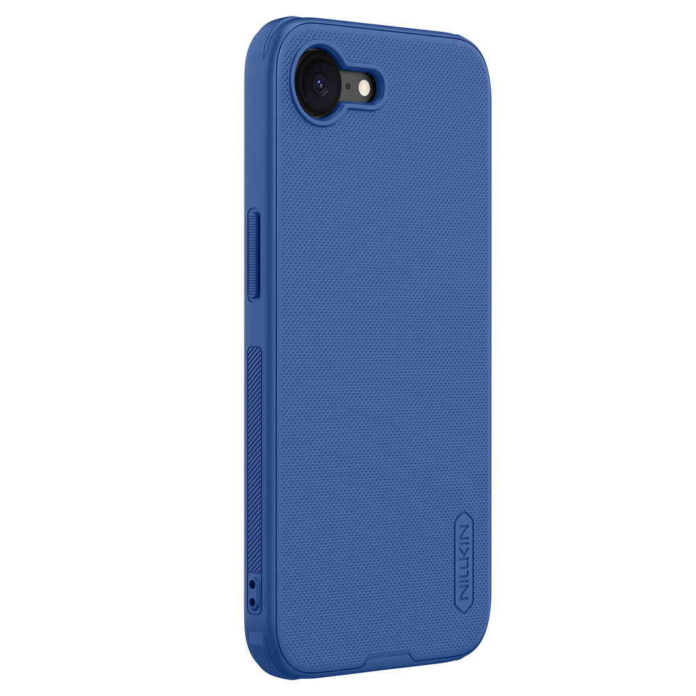 Усиленный чехол синего цвета от Nillkin для iPhone 16e, серия Super Frosted Shield Pro