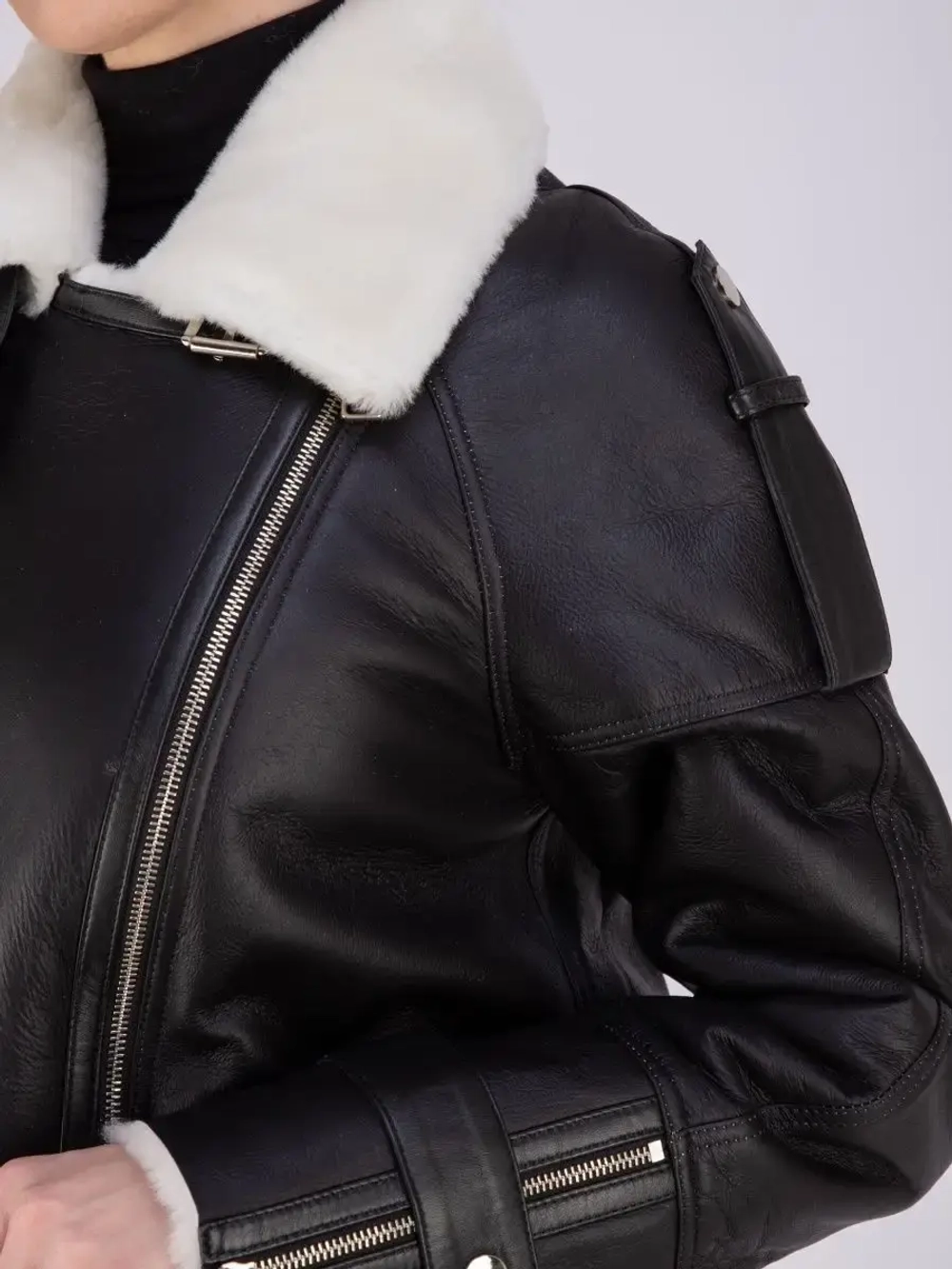 Дубленка авиатор женская натуральная оверсайз Турция