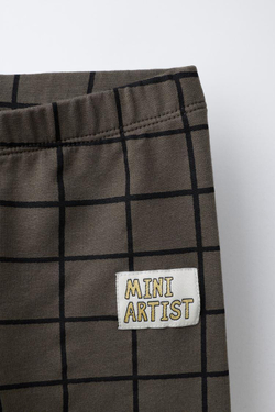 ZARA ЛЕГИНСЫ В КЛЕТКУ С ЭТИКЕТКОЙ, АНТАЦИТОВО-СЕРЫЙ