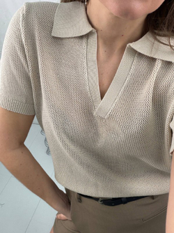 Футболка-поло женская артикул 9610 цвет "бежевый"