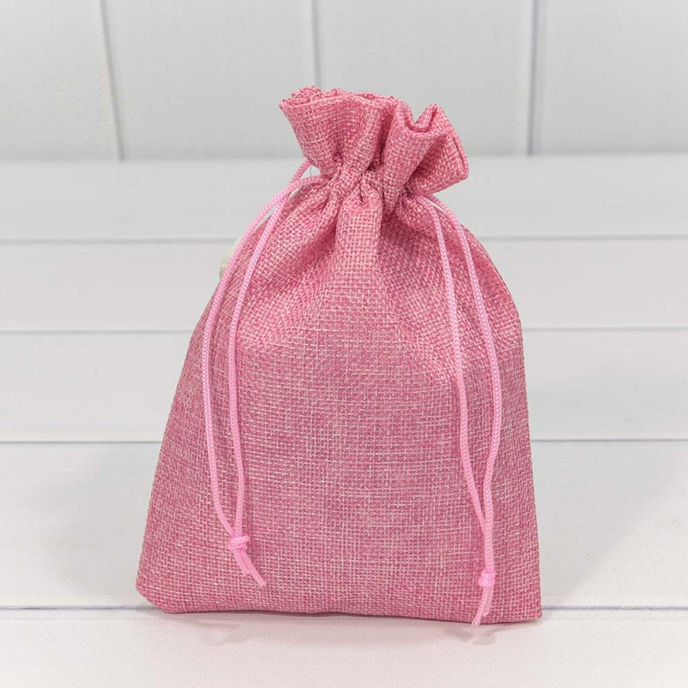 Мешочек 14х20см Лен искусственный (Розовый)