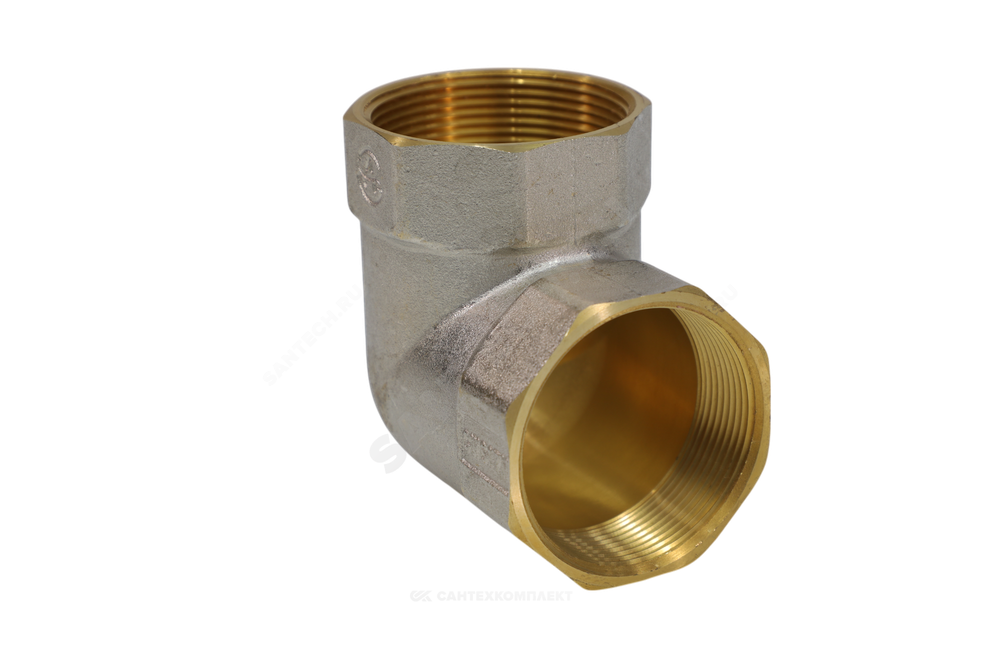 Угольник латунь никель Ду 32 (1 1/4") ВР/ВР 9001 ГОСТ 32585-2013 Aquasfera 9001-04
