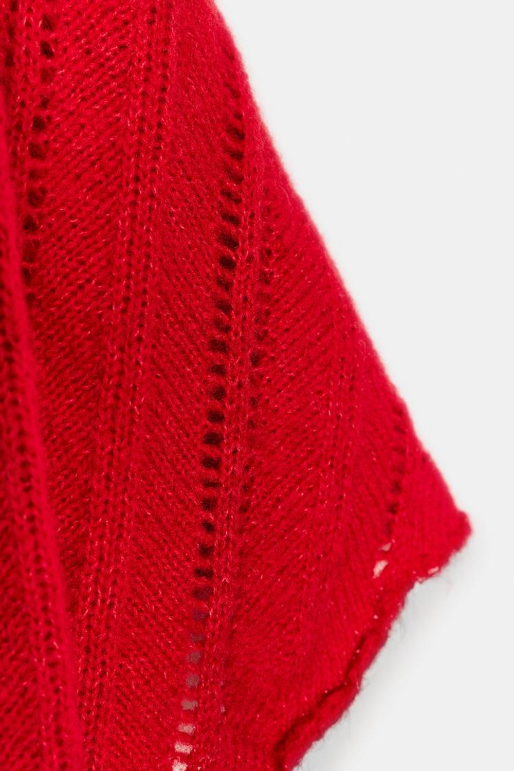 ZARA ТРЕУГОЛЬНАЯ ШАЛЬ С АЖУРНЫМ УЗОРОМ, КРАСНЫЙ