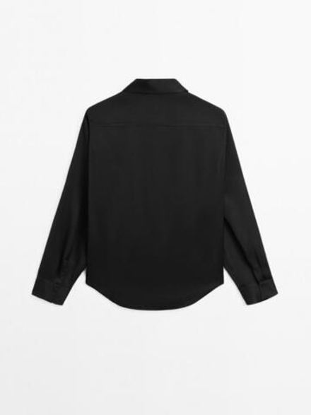 Massimo Dutti Рубашка из струящегося атласа, черный