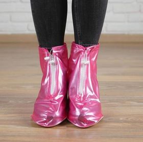 Многоразовые бахилы для обуви от дождя молния спереди Розовые