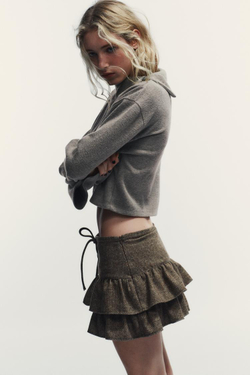 ZARA МЯГКИЙ СВИТЕР, СЕРО-КОРИЧНЕВЫЙ МЕЛАНЖ