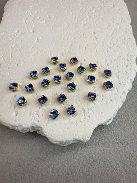 Шатоны 4 мм, Сапфир в золоте, 25 шт